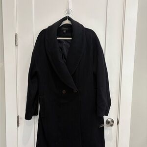 Navy Shawl Collar Trench Coat
